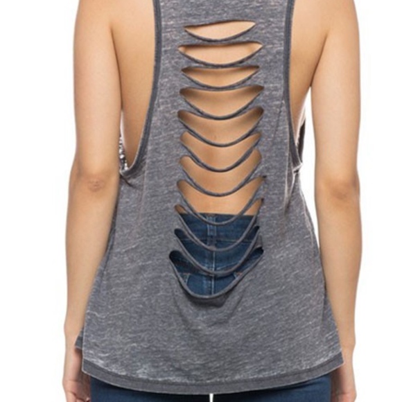 Good Vibes burnout distressed cutout tank S M L - Picture 6 of 6
